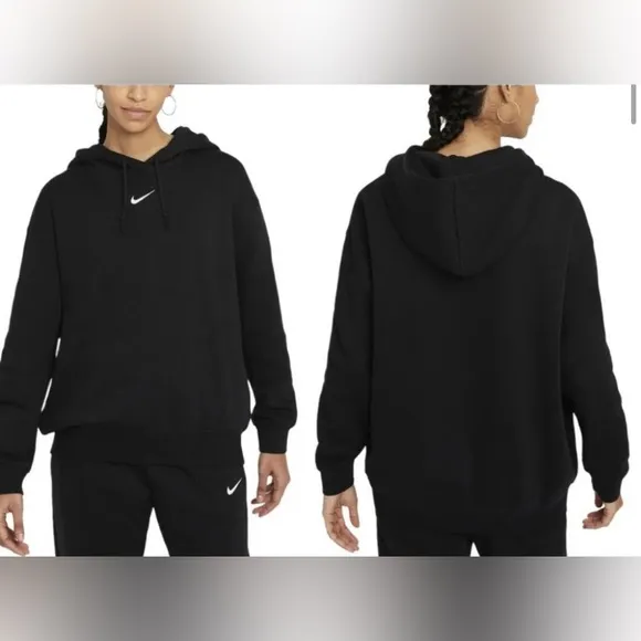 NWOT NIKE Sportswear Collection Essentials Oversize Hoodie in Black/White (S) - Image 2