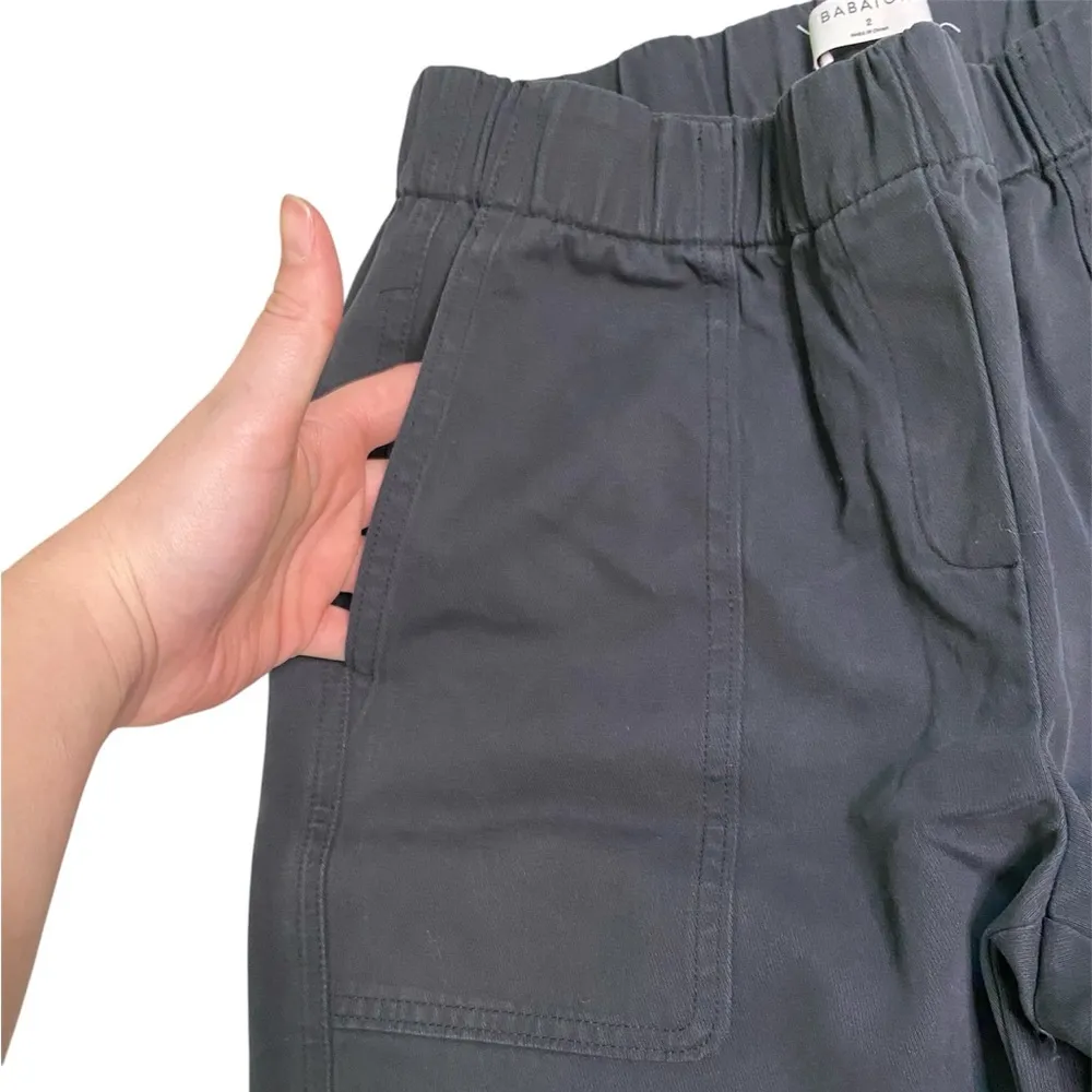 Babaton Dark Grey Cotton and Silk Blend Titan Cargo Cropped Pants - Image 8