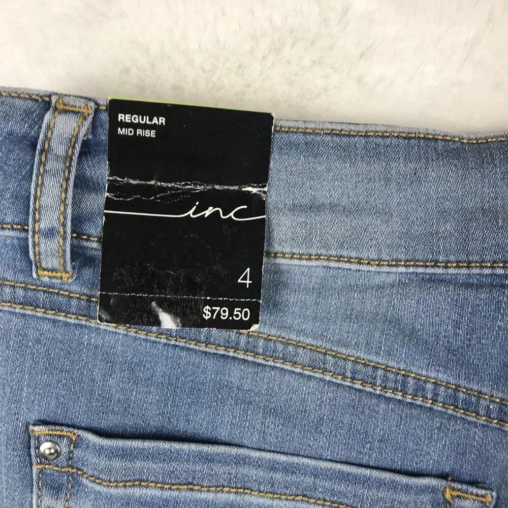 INC Rainbow Rhinestone Studded Jean Shorts NWT 4 Blue - Image 8