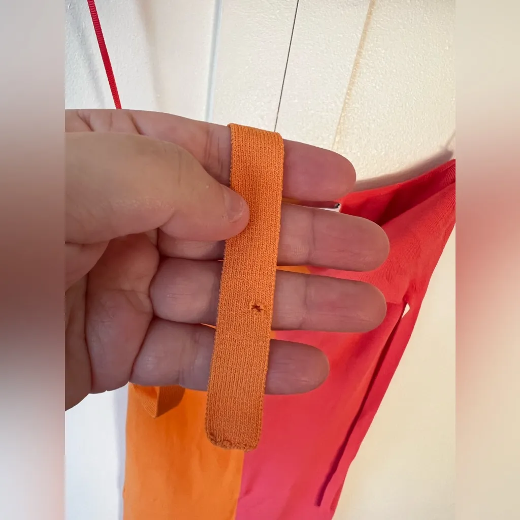 Zara Colorblock Midi Orange & Pink Halter‎ Dress Size Small - Image 8