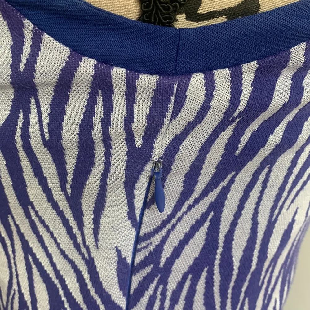 REISS Nineteen Seventy-One Sleeveless Zebra Print Purple Sheath Dress Sz 6 - Image 7