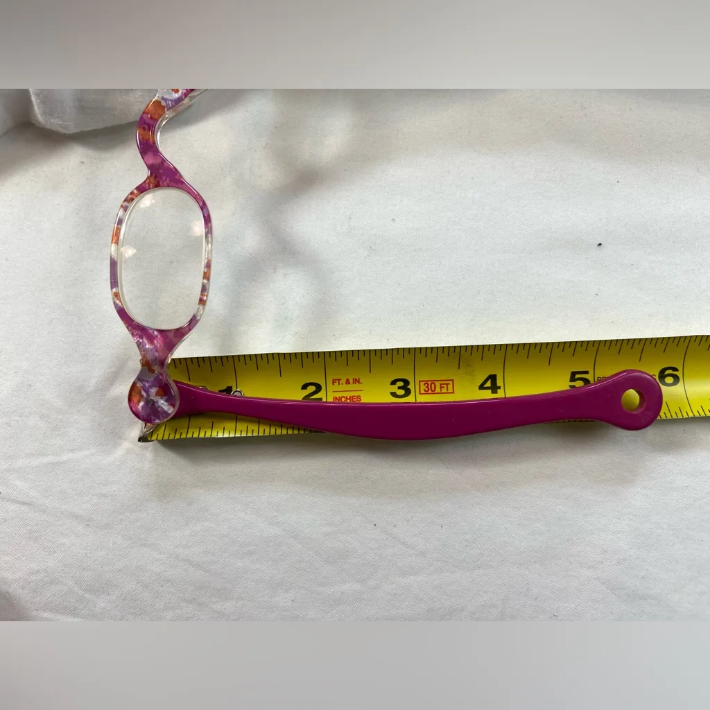Opera Reading Glasses Collapsible Vintage one arm butterfly or bat wing style Pink - Image 4
