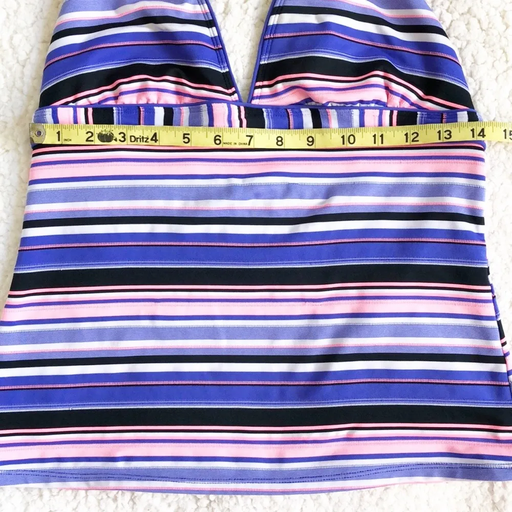 Nike Striped Halter Swim Top Sz 10 - Image 4