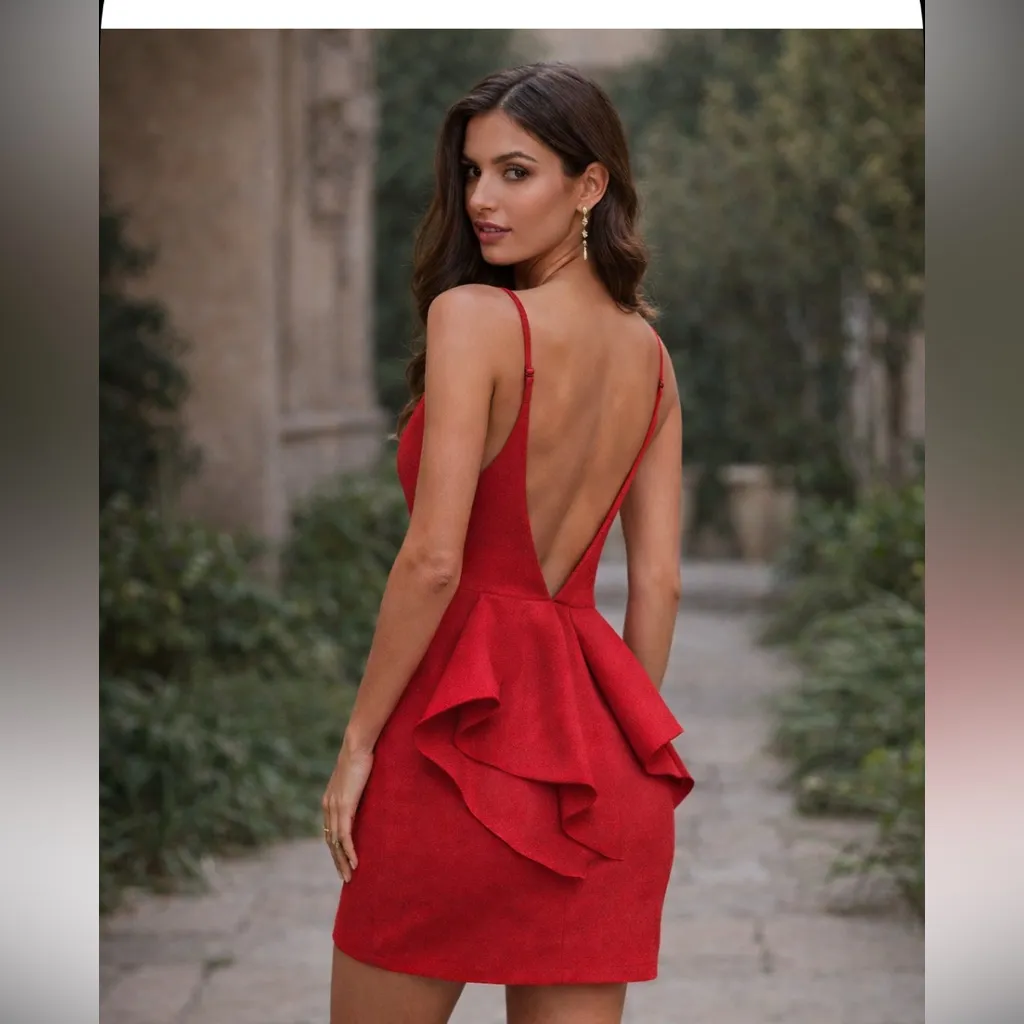 NUDE brand red v plunge dress mini open back formal party wedding $98 L casual Size L - Image 2