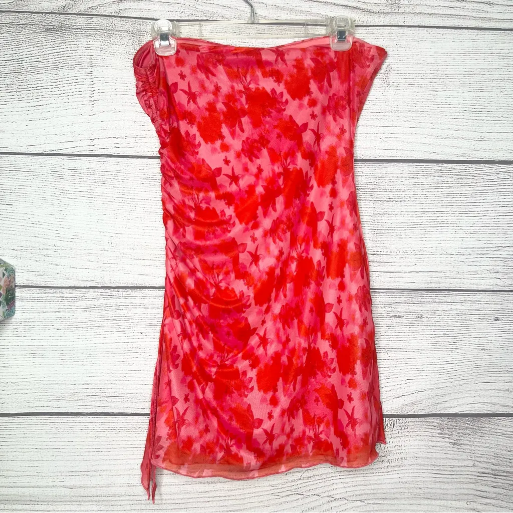 Princess Polly Sturgess Strapless Ruched Top Red & Pink Size 8 - Image 7