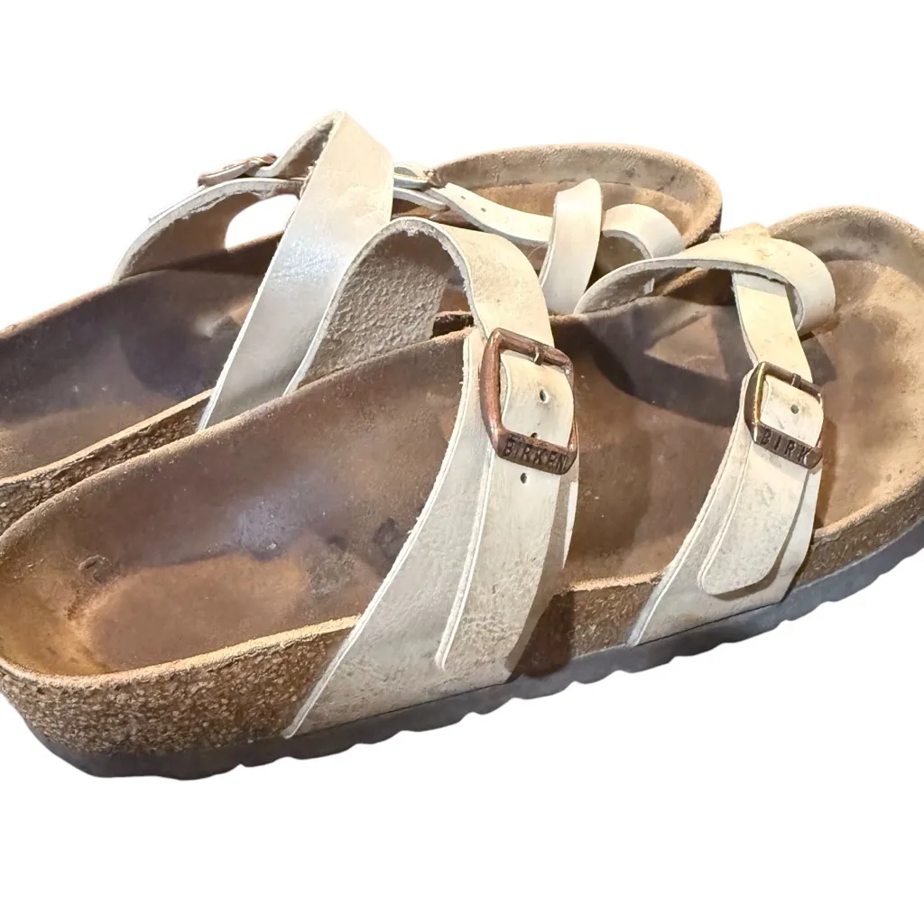 Birkenstock Womens Mayari Birko-Flor Grace‎ Pearl White GUC Size 39 US 7/8 Boho - Image 4