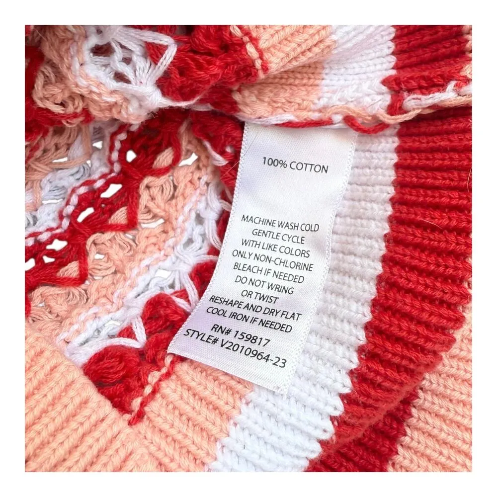 Altar'd State CROCHET CARDIGAN Women’s SM Briella Stripe Crop Top Knit Sweater - Image 6