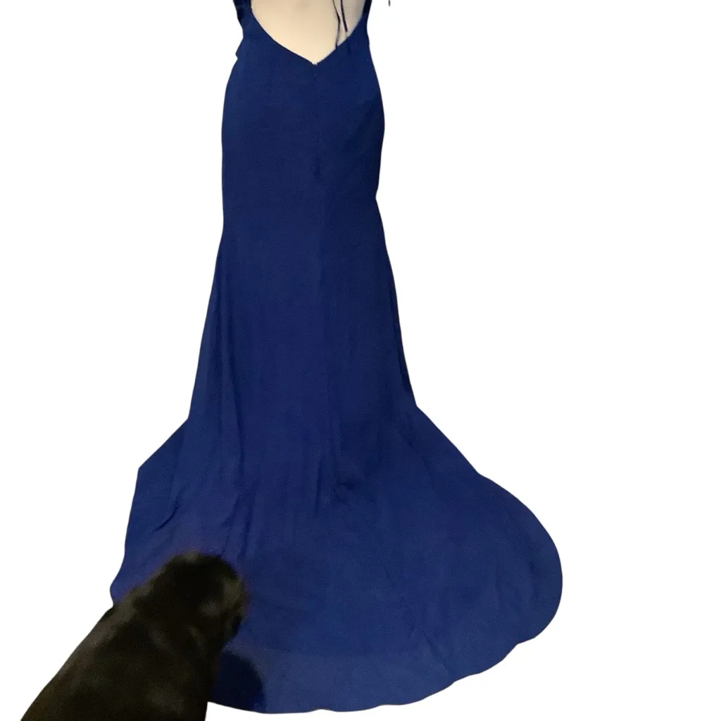 Stunning BRAND NEW Navy Maxi Dress with Train & Silver Detailing Size 8 - Image 7