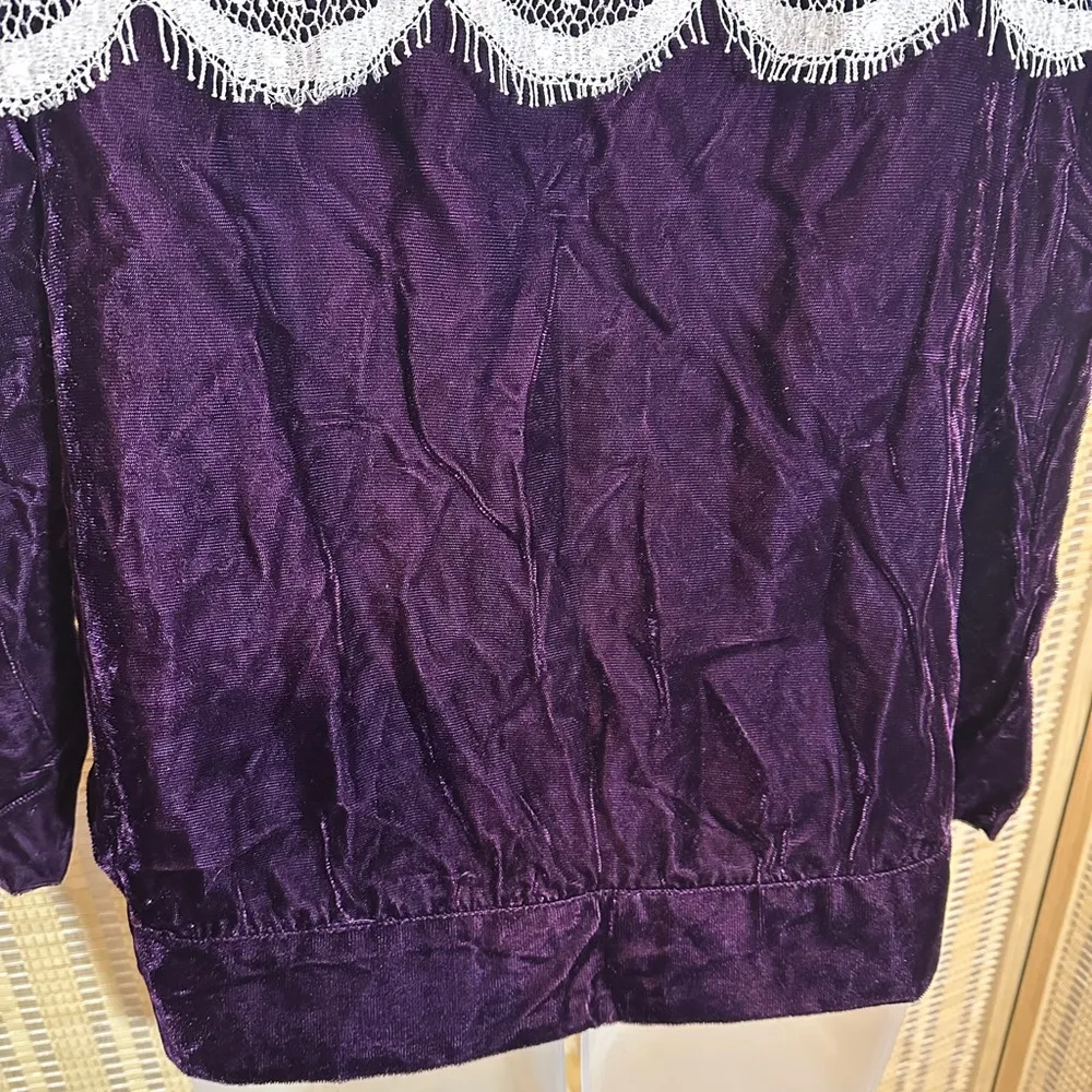Gunnies Gunne Sax by Jessica McClintock Vintage Purple Velvet Jacket Lace Trim 5 - Image 11