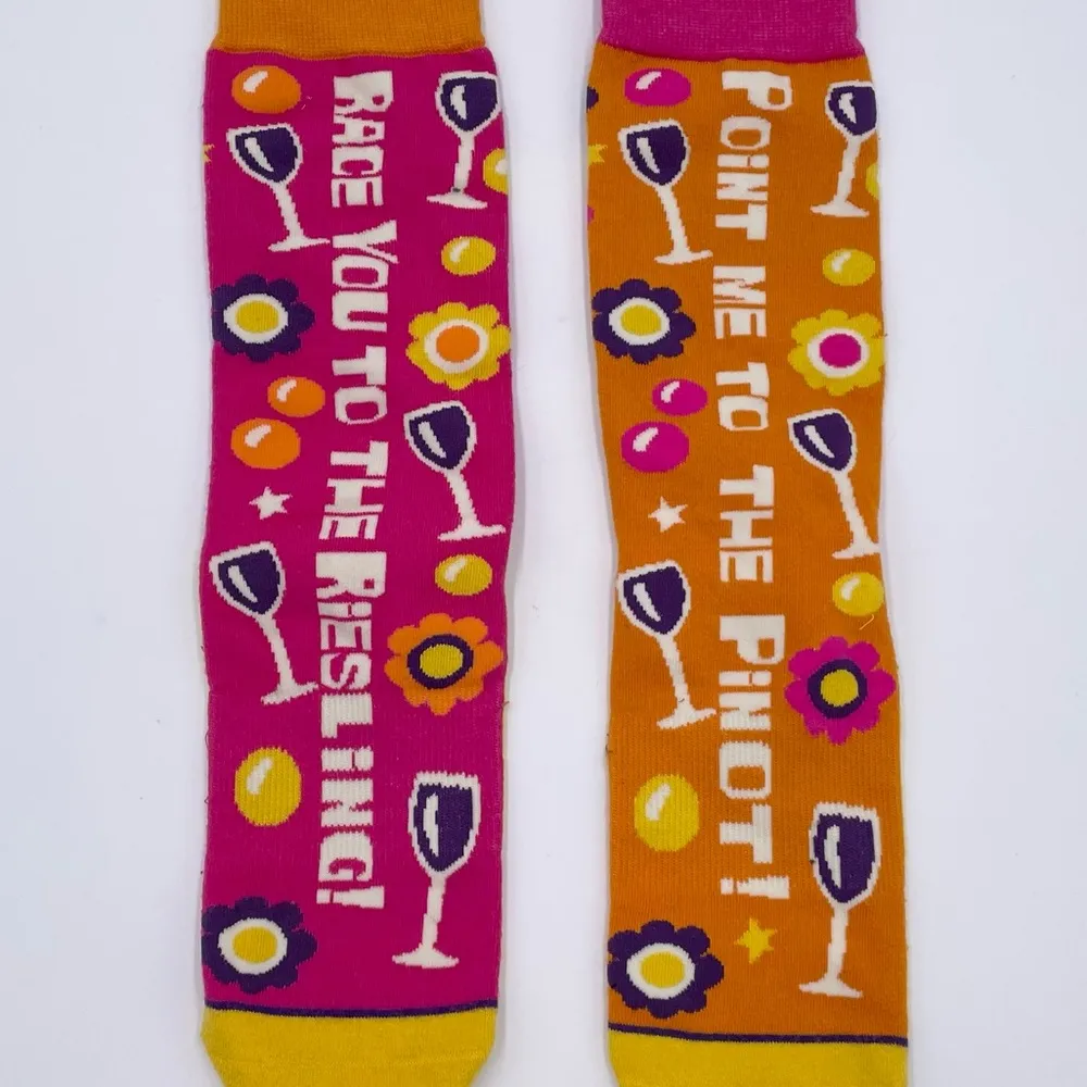 Wine Riesling Pinot Novelty Crew Socks Hallmark Toe of a Kind One Size Unisex - Image 2