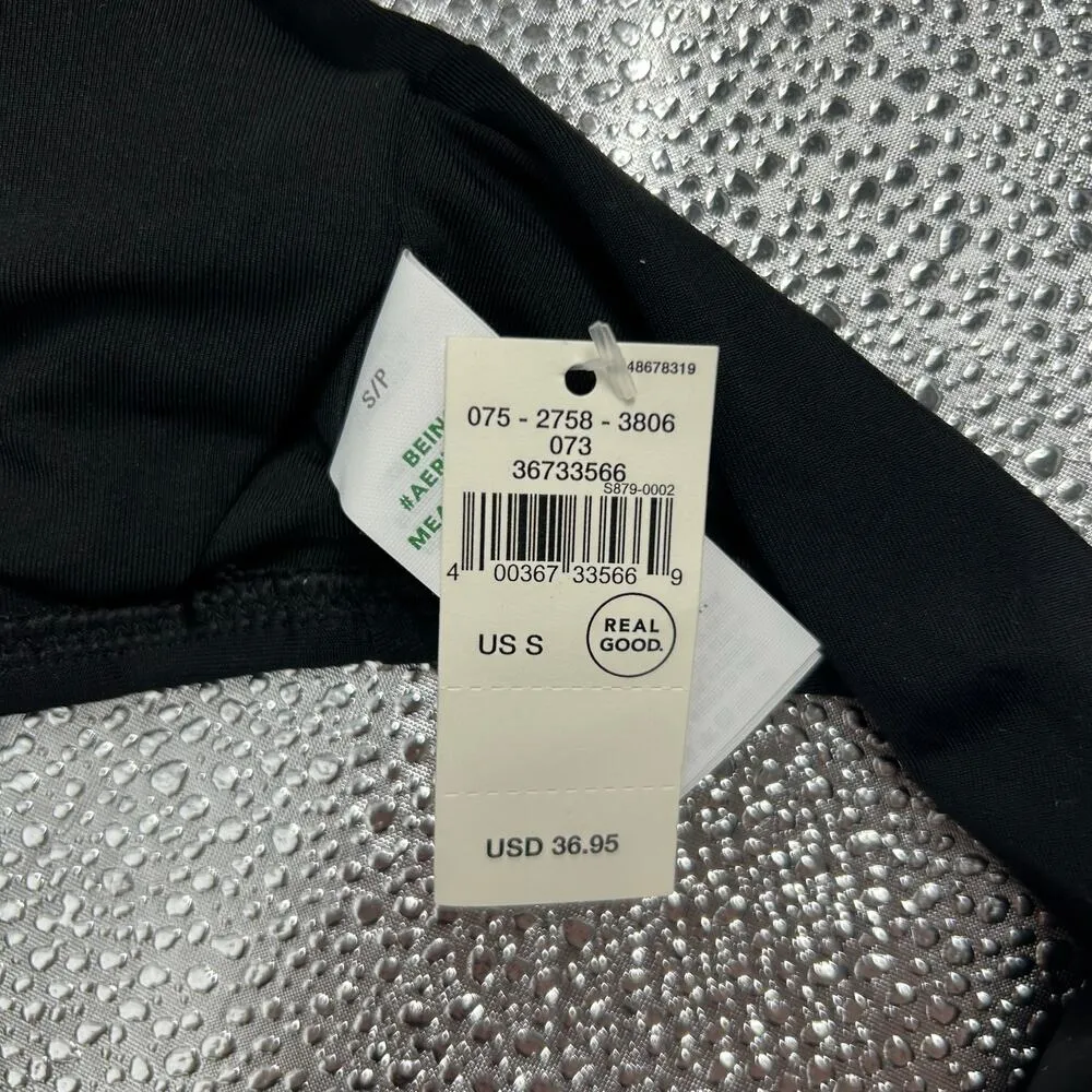 NWT Aerie Crossover Keyhole Halter Bikini Top Women's True Black Surf Size S - Image 5