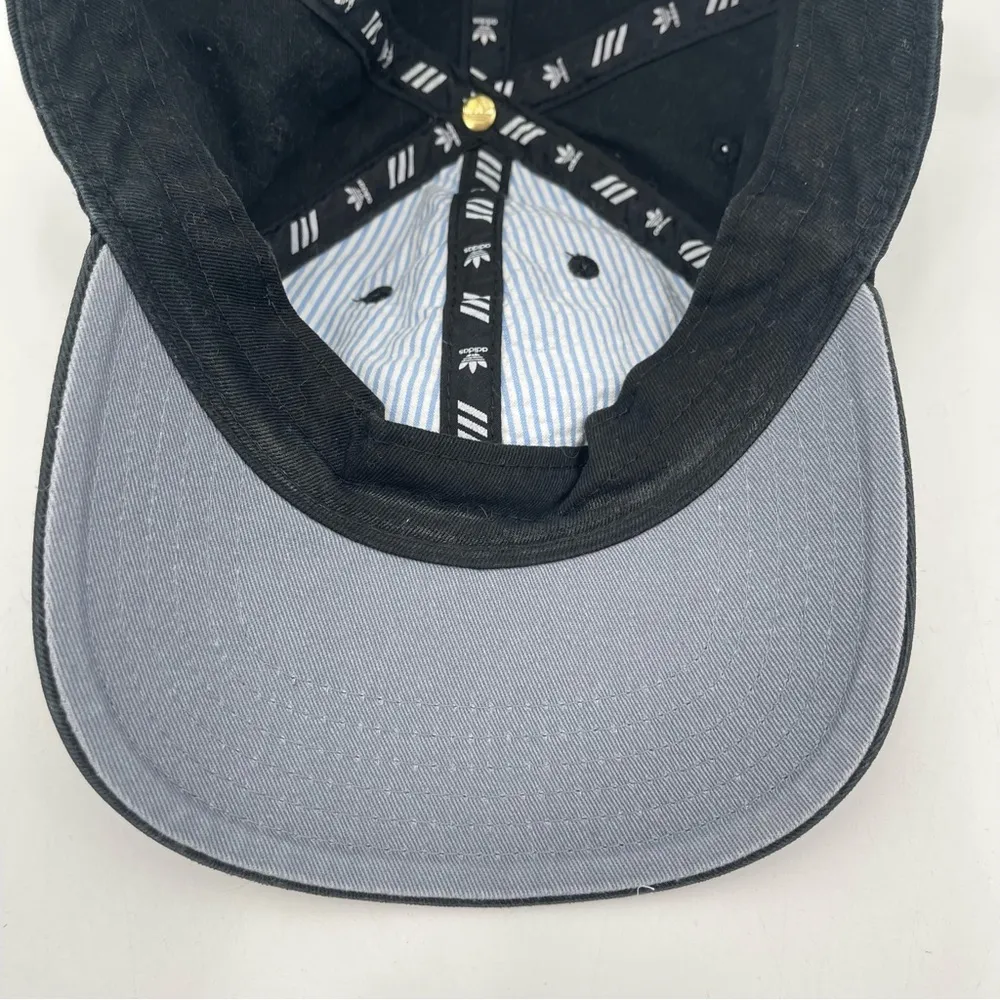 ADIDAS Baseball Hat Black White Embroidered Logo Adjustable Strap Cotton O/S - Image 8