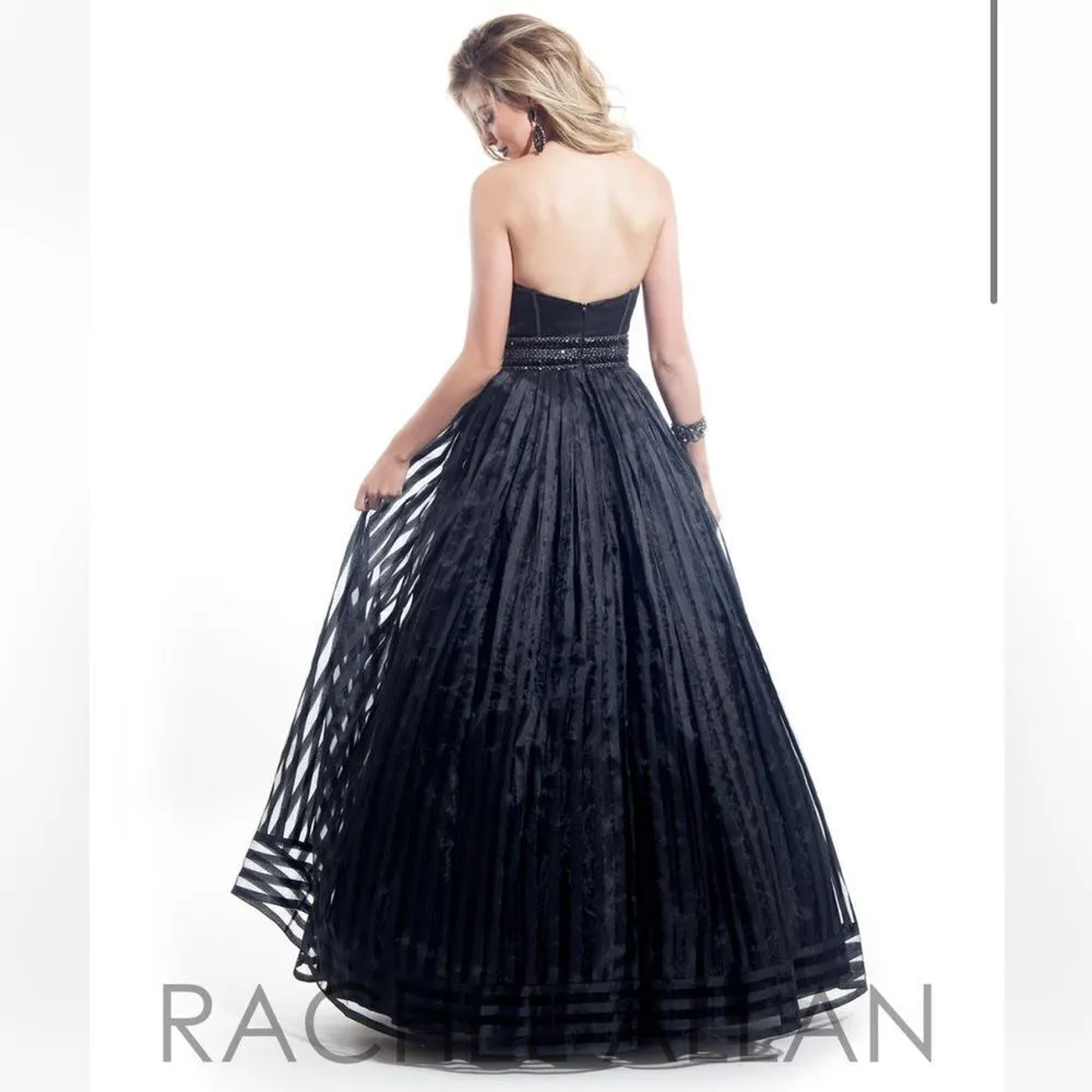 Rachel Allan Black Prom Gown Black Flowy Maxi Dress‎ 6920 Size 4 - Image 3