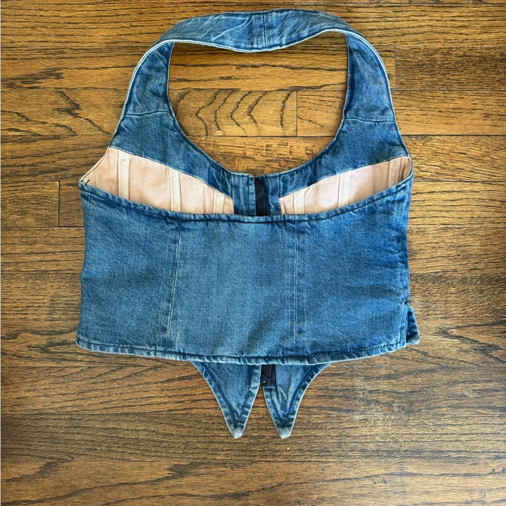 Miaou Blue Denim Crop Top - Image 5