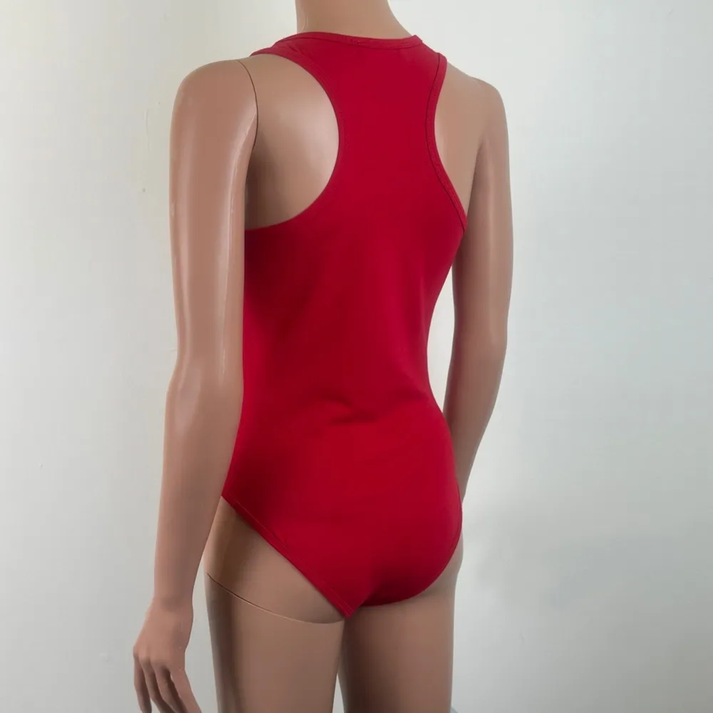 Zenana Seamless Racerback Bodysuit - Red - Image 5