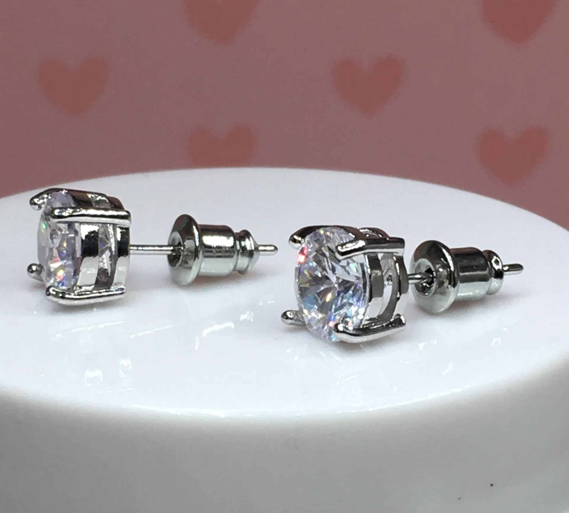14k white gold diamond stud earrings - Image 2