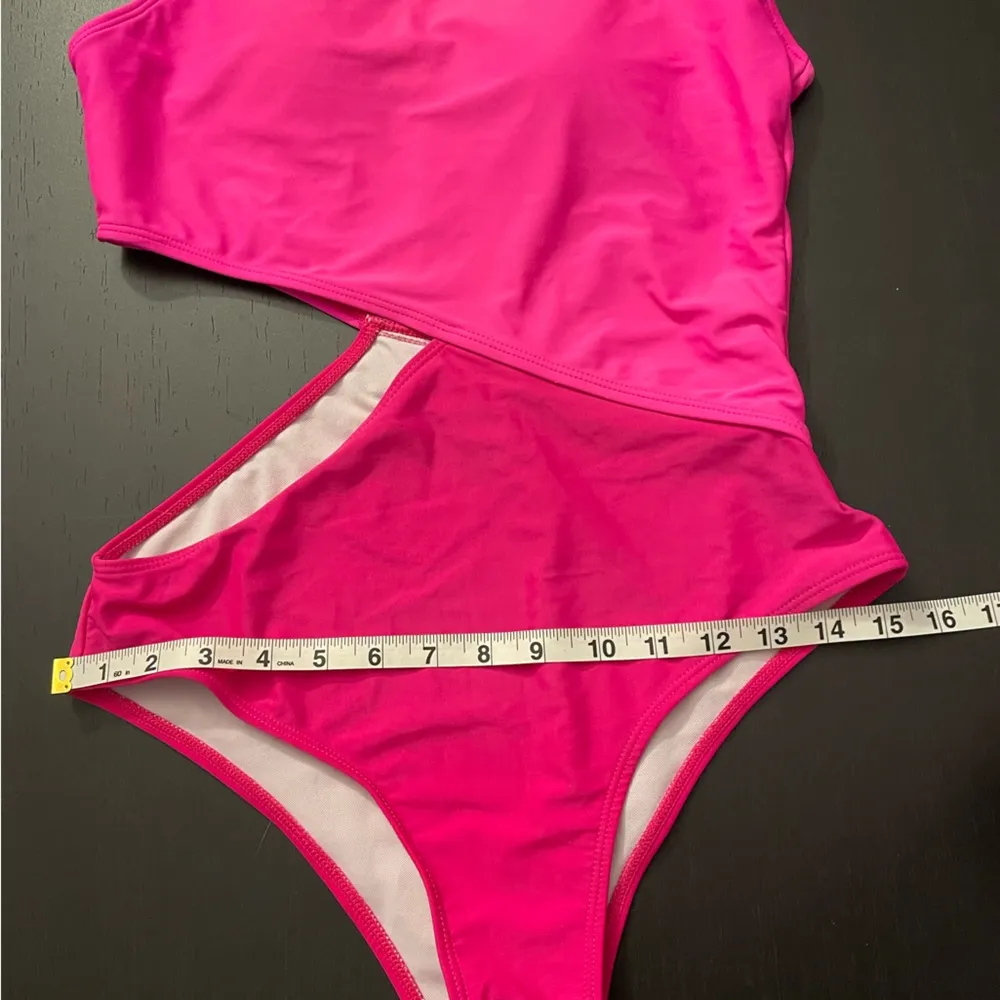 SHEIN One Piece Two Tone Pink One Shoulder Cutout Swimsuit Women’s Size M - Image 7
