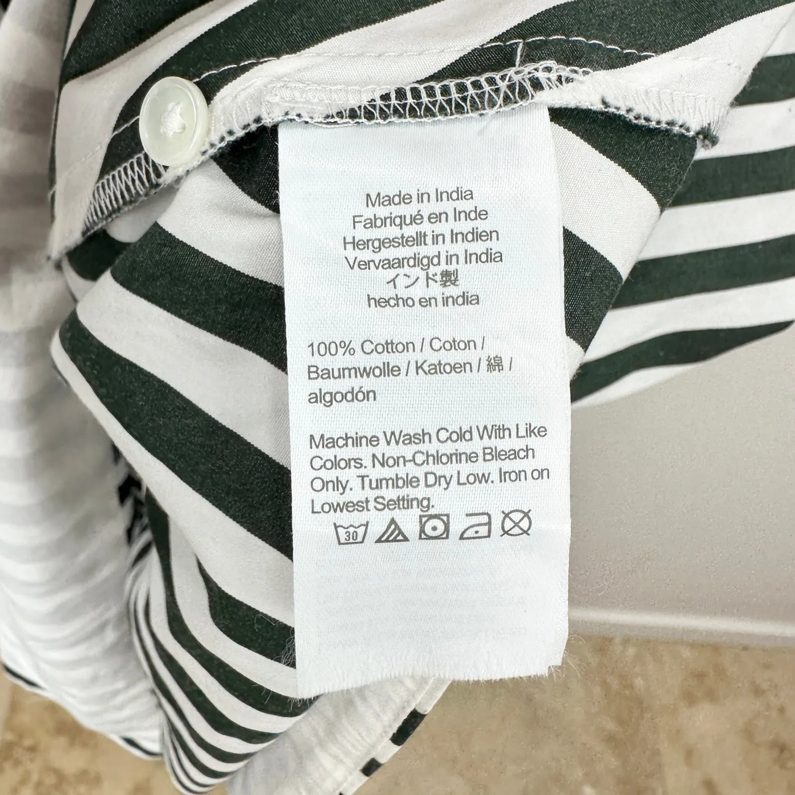 Madewell Tie Waist Midi Shirtdress in Stripe White Deep Forest Cotton US 2 NWT - Image 10