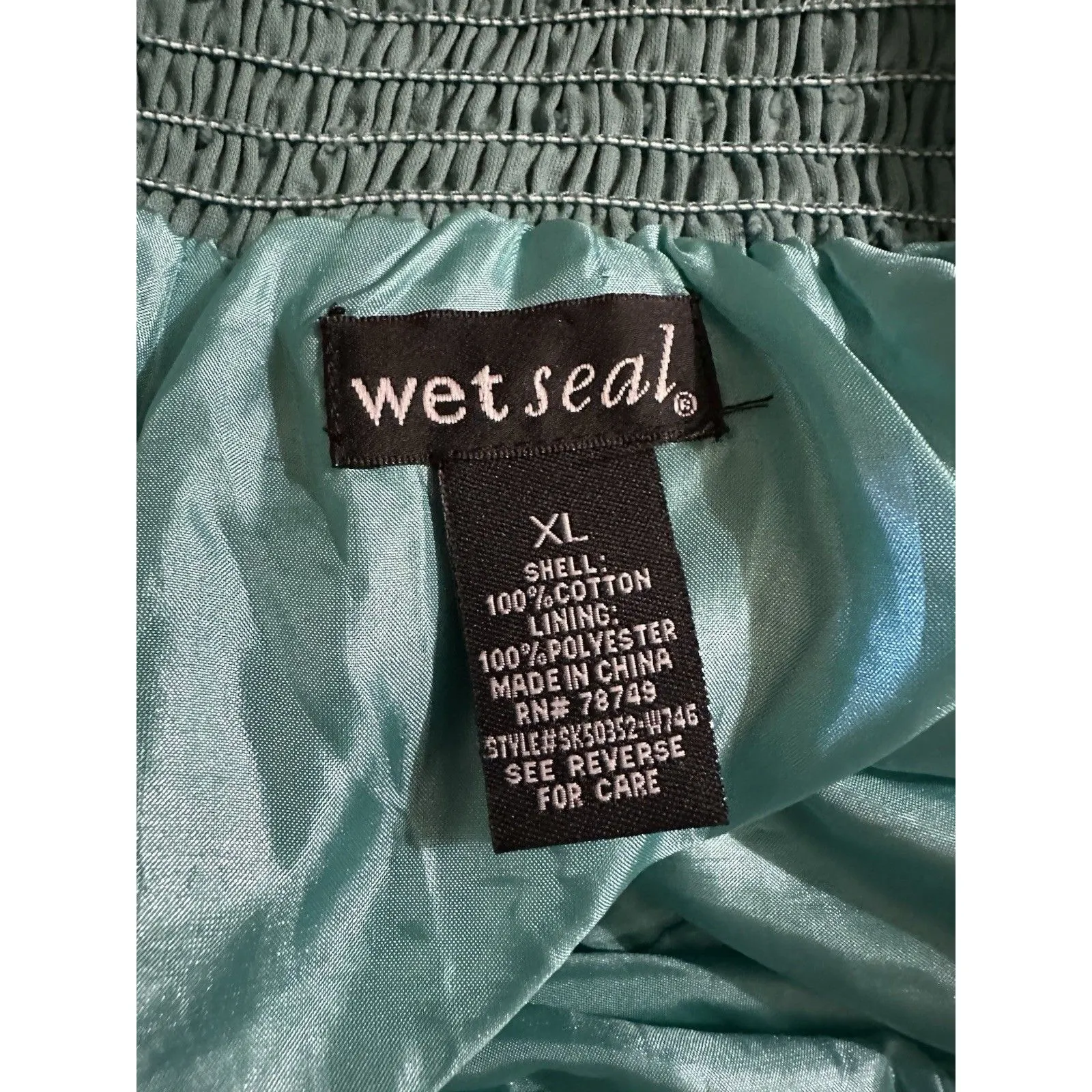 Vintage Wet Seal Micro Mini Skirt Teal Lace Ruffle Lined Size XL Whimsigoth Y2K - Image 6