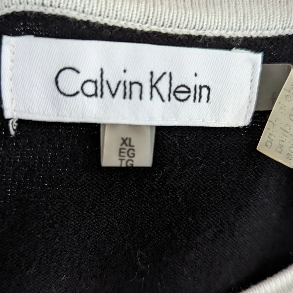 Calvin Klein Women's‎ Button Up Black and White Striped Cardigan Sweater Size XL - Image 9