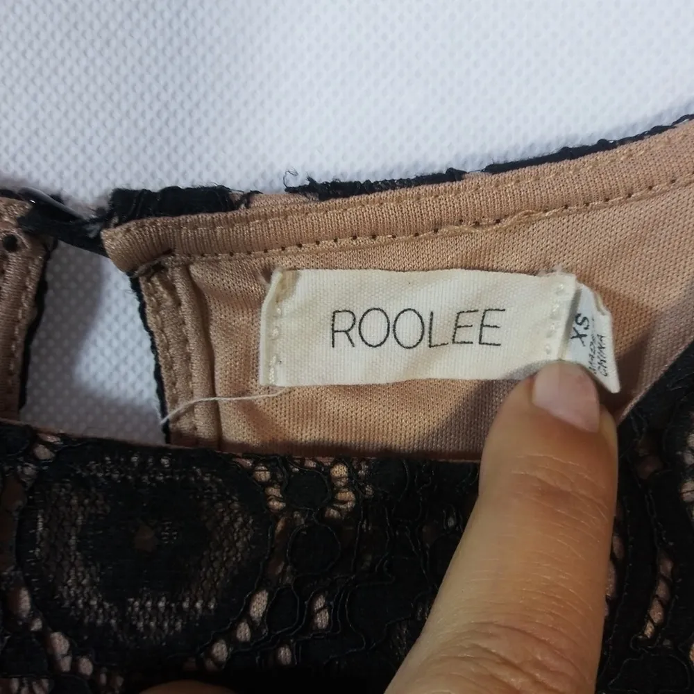 Roolee Black Lace Nude Sheath Dress Event Size XS - Image 5