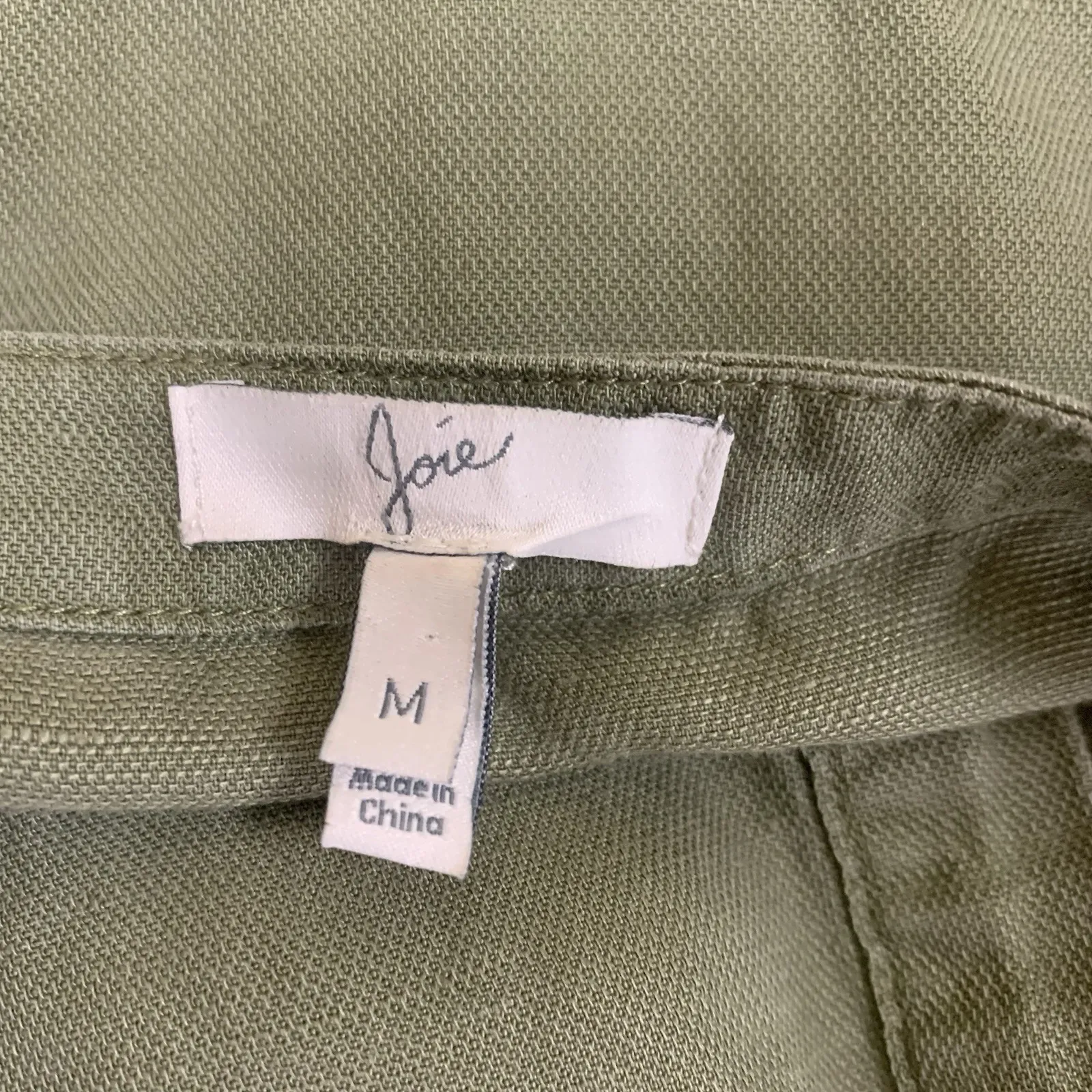 Joie Utility Romper Olive Green Sleeveless Drawstring Casual Chic Medium - Image 3