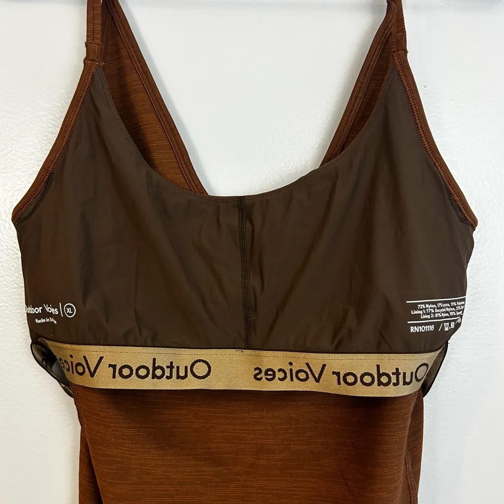 Outdoor Voices Sculpting Thong Bodysuit Heathered Brown Size XL - Image 10