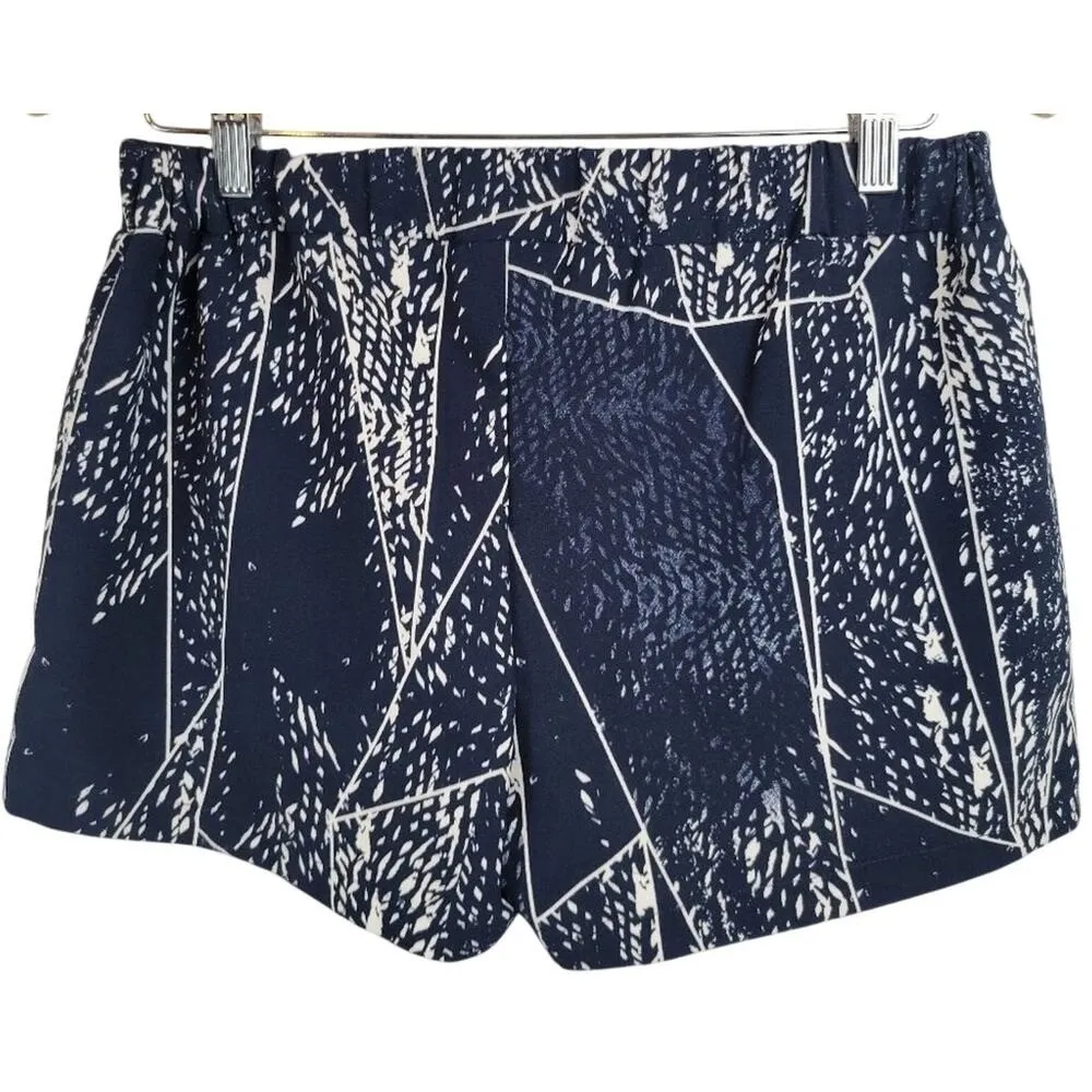 Mossimo Women's S Navy Blue White Abstract Print Elastic Waist Shorts - Image 2