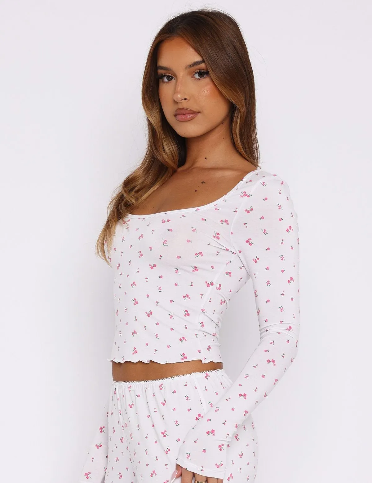 Dreamy Long Sleeve Pyjama Top Pink Blossom - Image 2