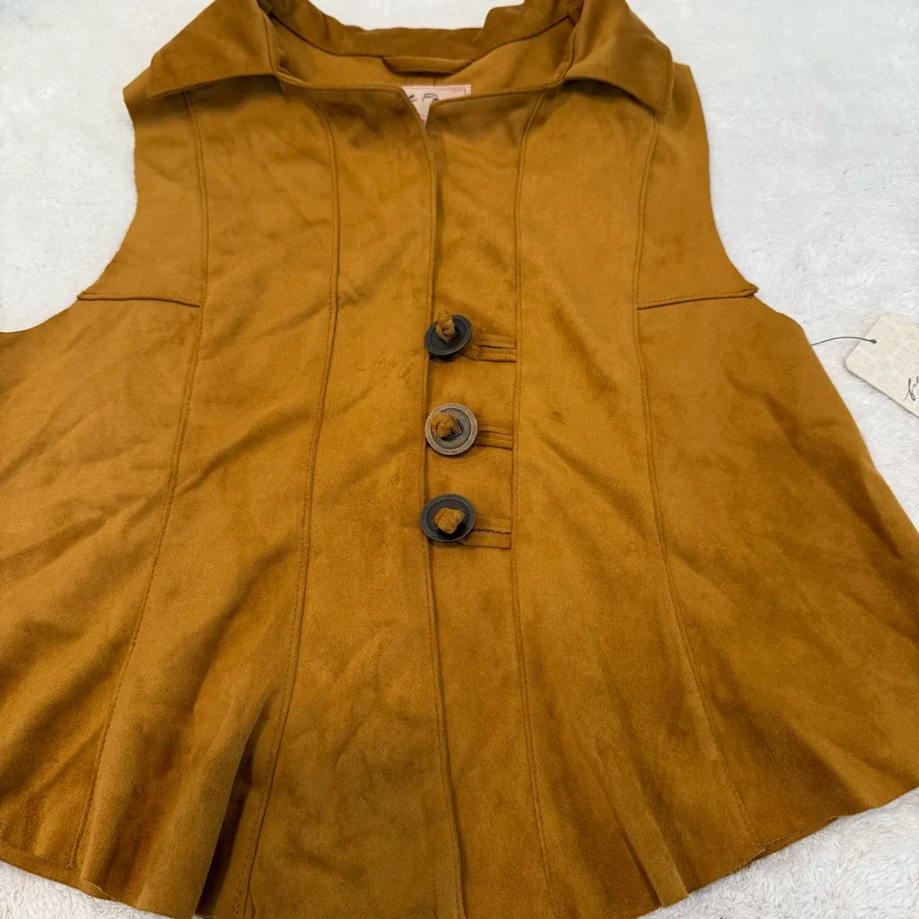 FREE PEOPLE Lacey Vegan Suede Vest - Golden Brown size s - Image 3