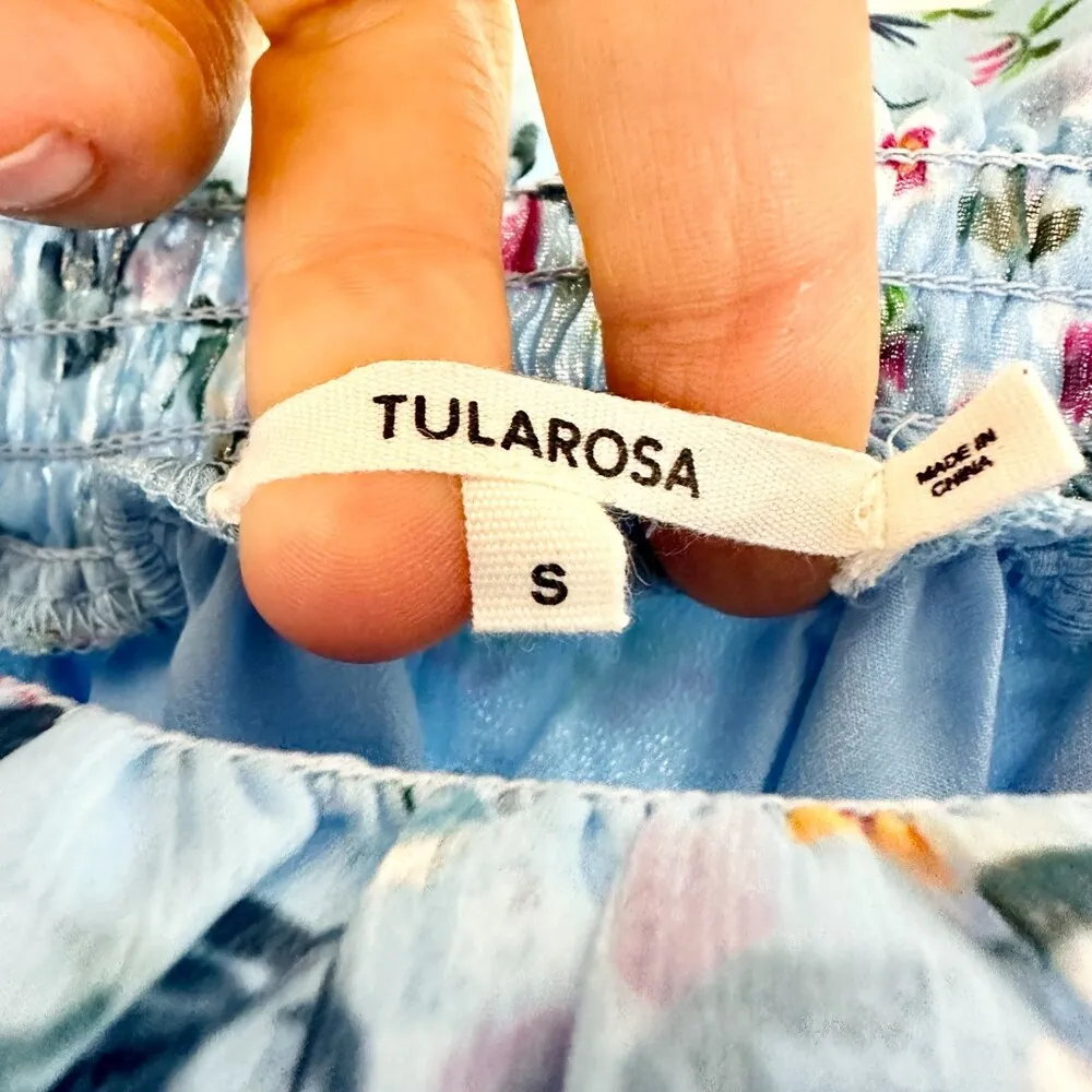 Tularosa Ellie Jumpsuit in Carolina Blue Floral Size Small Smocked Ruffle - Image 8