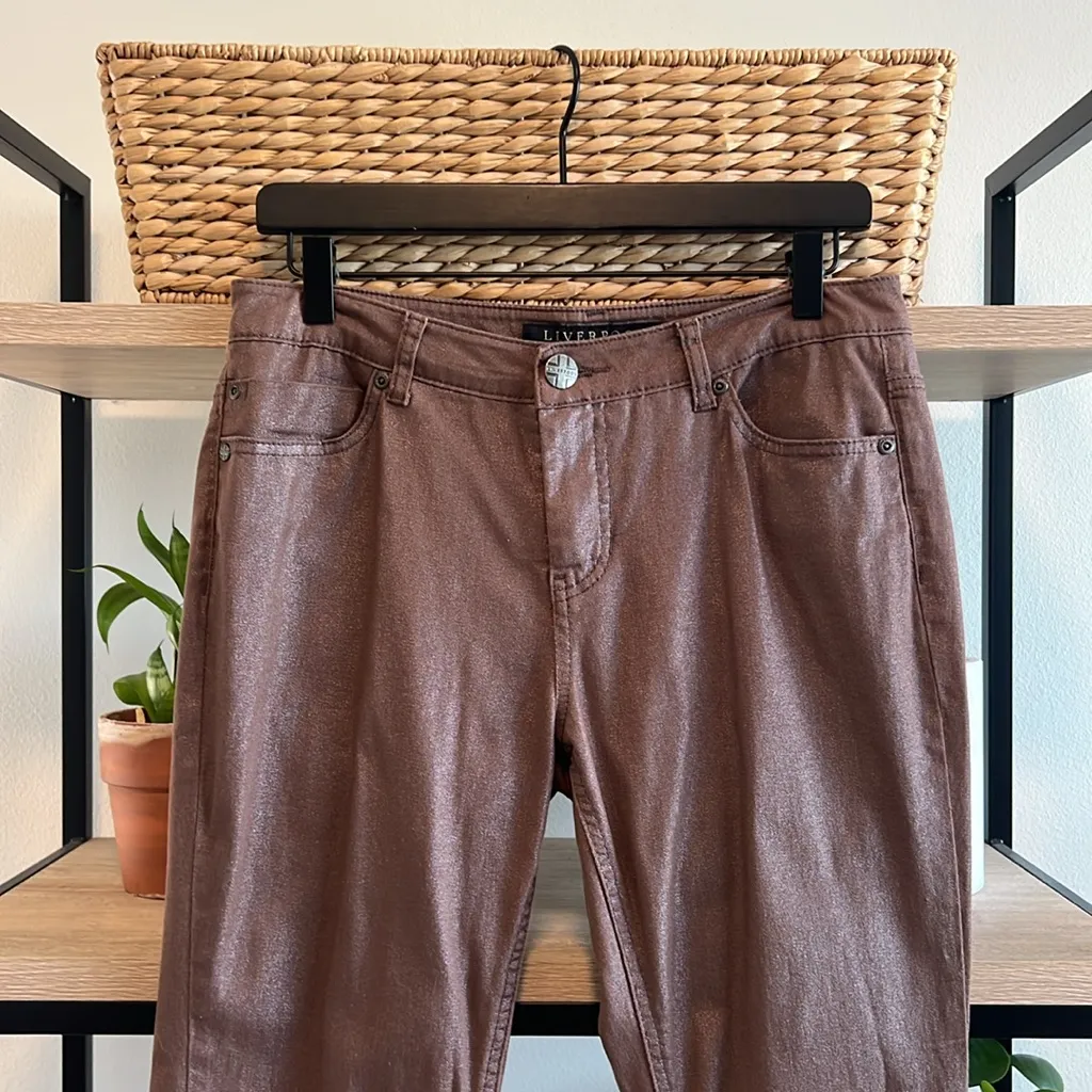 Liverpool Mid-Rise All You Need is Love Beatles Mahogany Sparkle Slim Jean 29 8 - Image 2