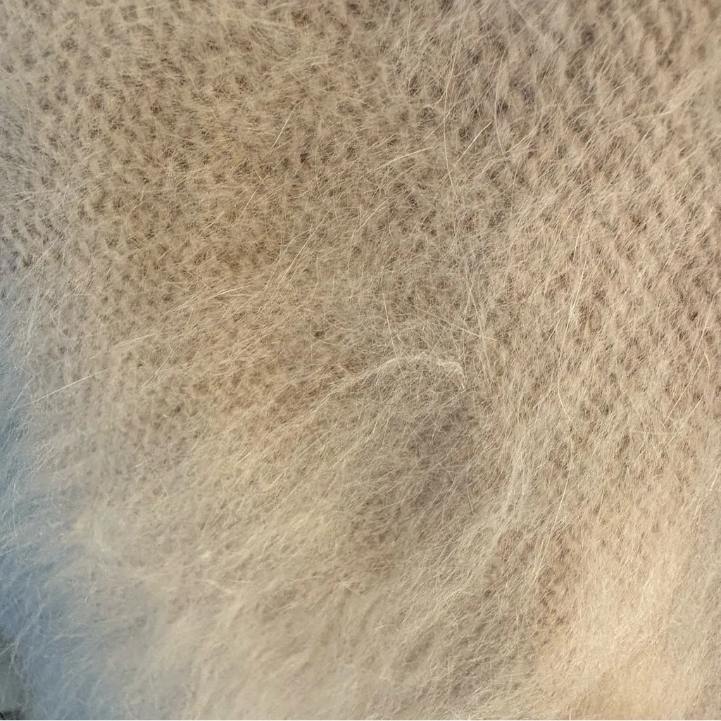 French Angora Patchwork Sweater • Silk Panel • Snakeskin Trim • Avant Garde S Tan - Image 9