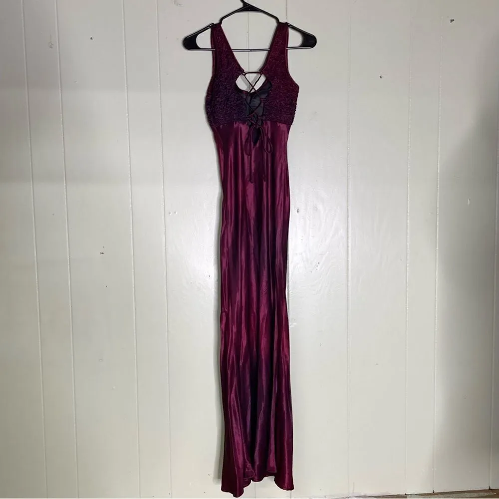 Vintage 90s Cache Satin‎ Corset Lace Up Back Maxi Gown 3/4 - Image 8