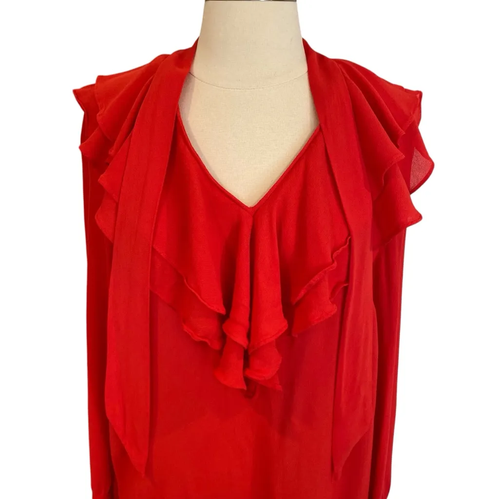 Aritzia Little Moon Gazania Ruffle Blouse In Red Size Small - Image 3