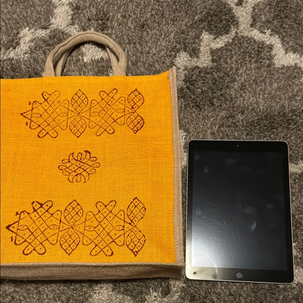 Traditional jute India bag Orange - Image 6