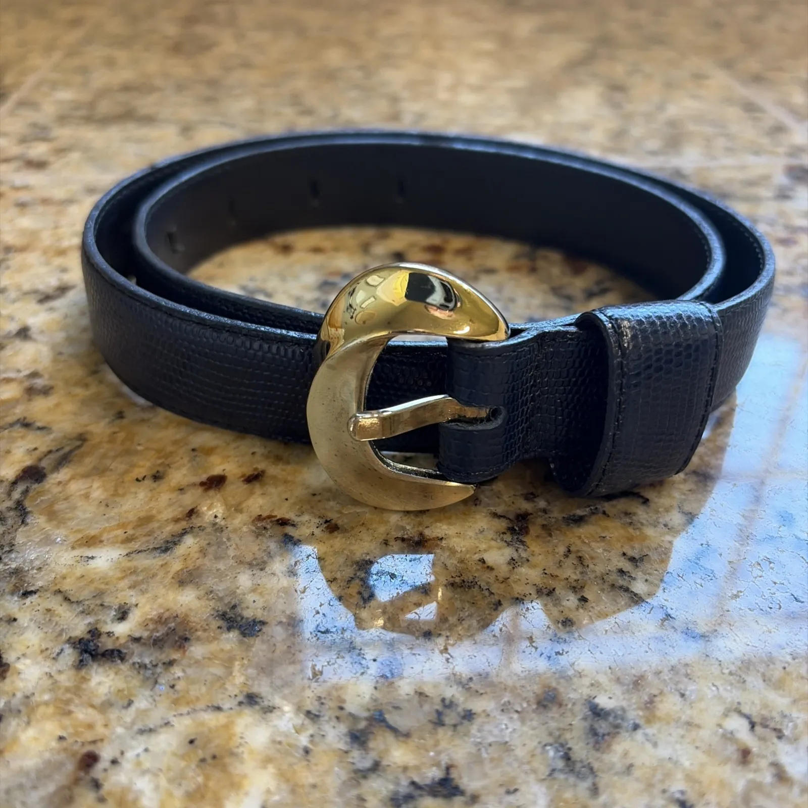 Liz Claiborne Blue Lizard Embossed Genuine Leather Belt #2654 Womens Small VTG - Image 2