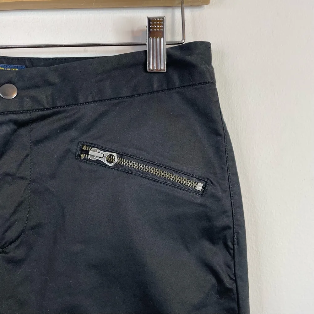 Ralph Lauren Rugby Black cotton sateen Skinny Ankle zip utility Moto pants 4 - Image 3