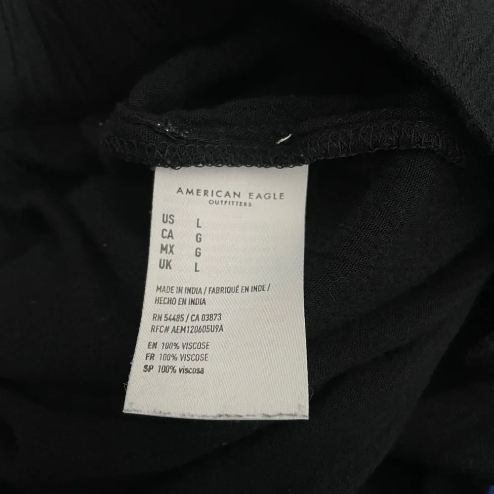 American Eagle Flowy Lightweight Drawstring Viscose Pants in Black Size L - Image 12