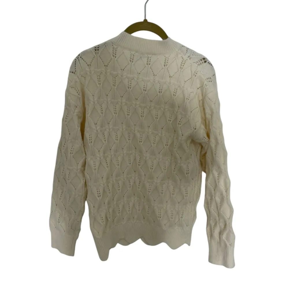 Baltic Born Women's Cream Cable Knit Sweater Scallop Hem Small - Image 3