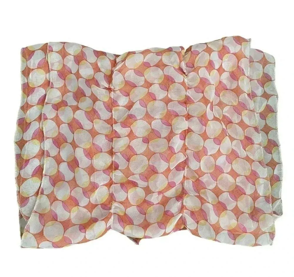 Ladies Multicolor Polkadots Abstract Rutched Lightweight Scarf One Size Pink - Image 6