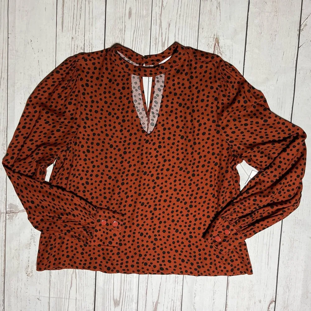 JustFab Puff Sleeve Choker Blouse Size L - Image 8