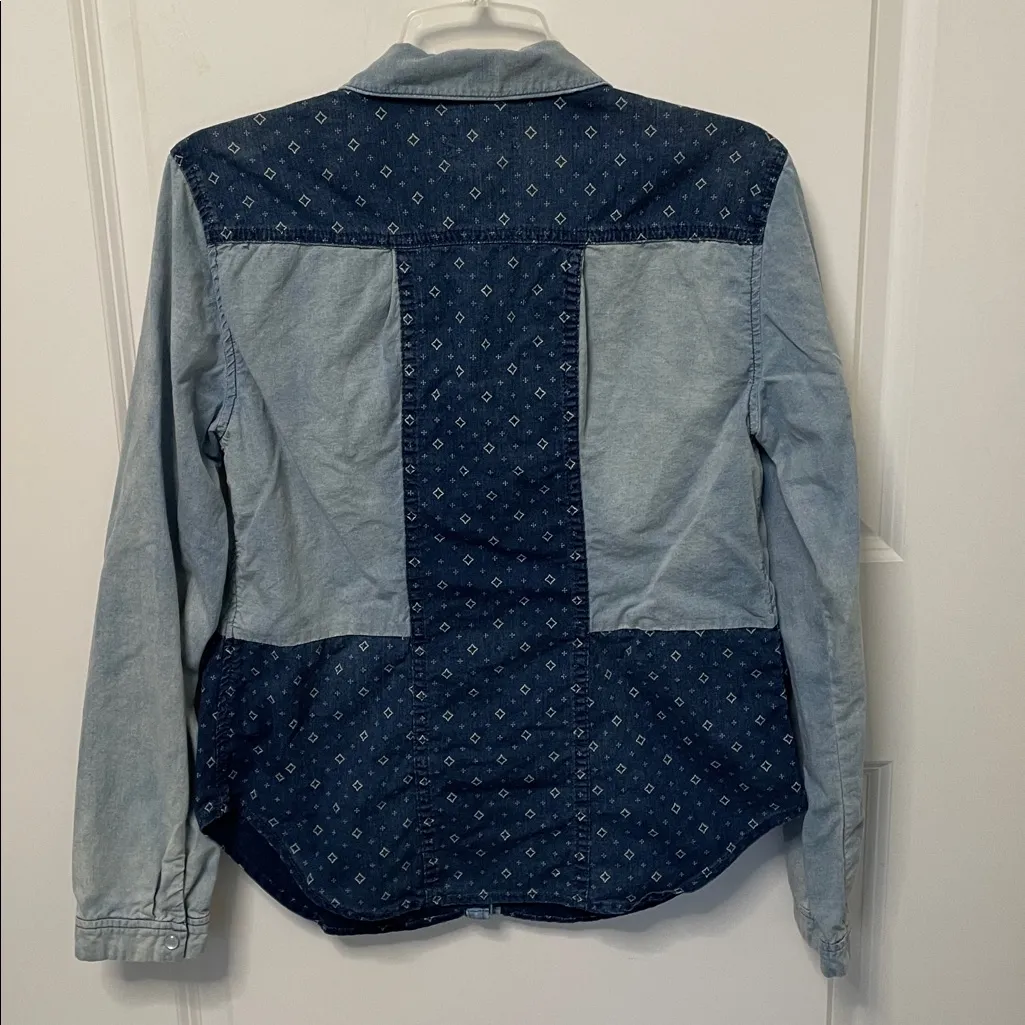 Anthropologie Holding Horses Pearl Snap Shirt Western Denim 8 - Image 4