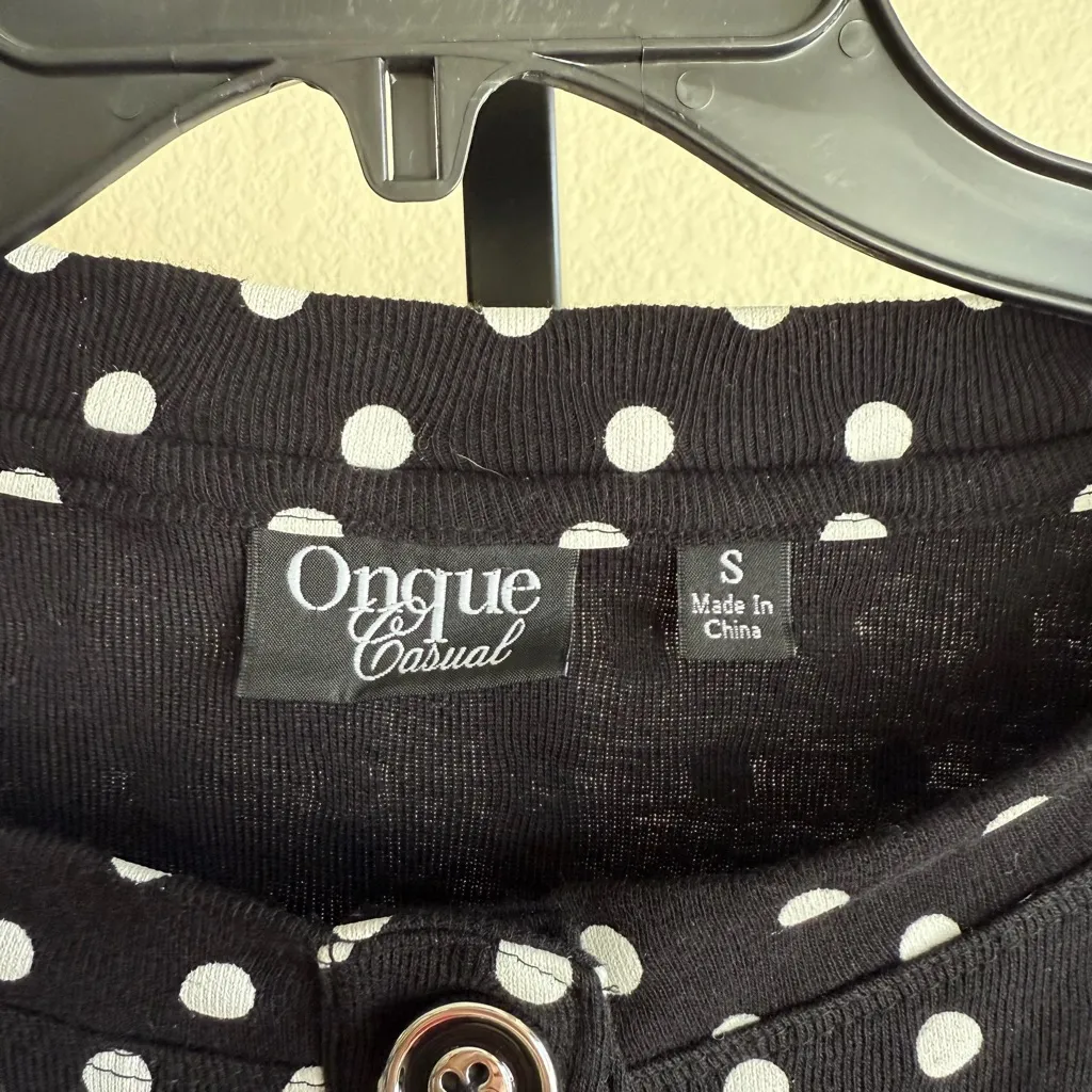 Small Black White Polka Dot Button Front Cardigan Lightweight Layering Sweater - Image 6