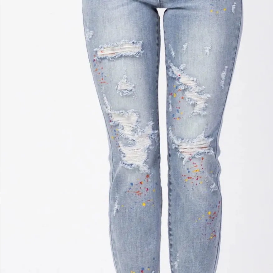 Judy Blue Light Blue Distressed Skinny Jeans 13/31 - Image 5