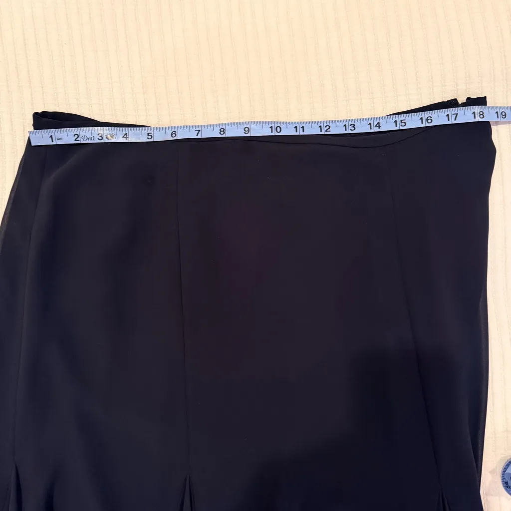 CHAPS  Black Women's Flowy Ruffle Bottom Plus Size 16 Elegant Black Midi Skirt - Image 7