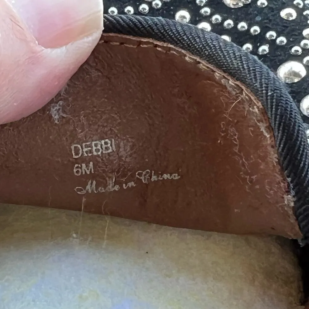 Donald Pliner DEBBI Suede Studded Flat Shoes Black Silver Women’s Size 6 Artsy - Image 8