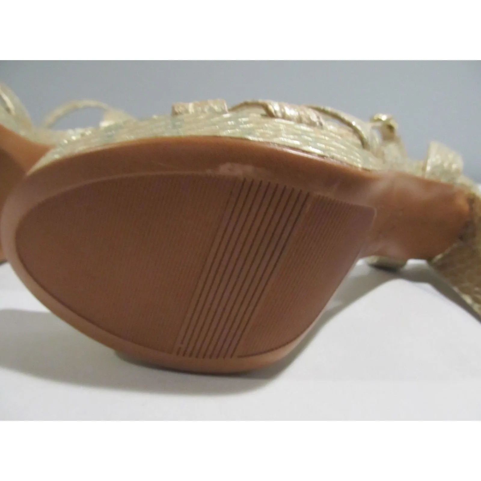 Naturalizer Mallory Platform Heeled Sandals Gold Snake Leather Size 6.5 – NWOB - Image 10