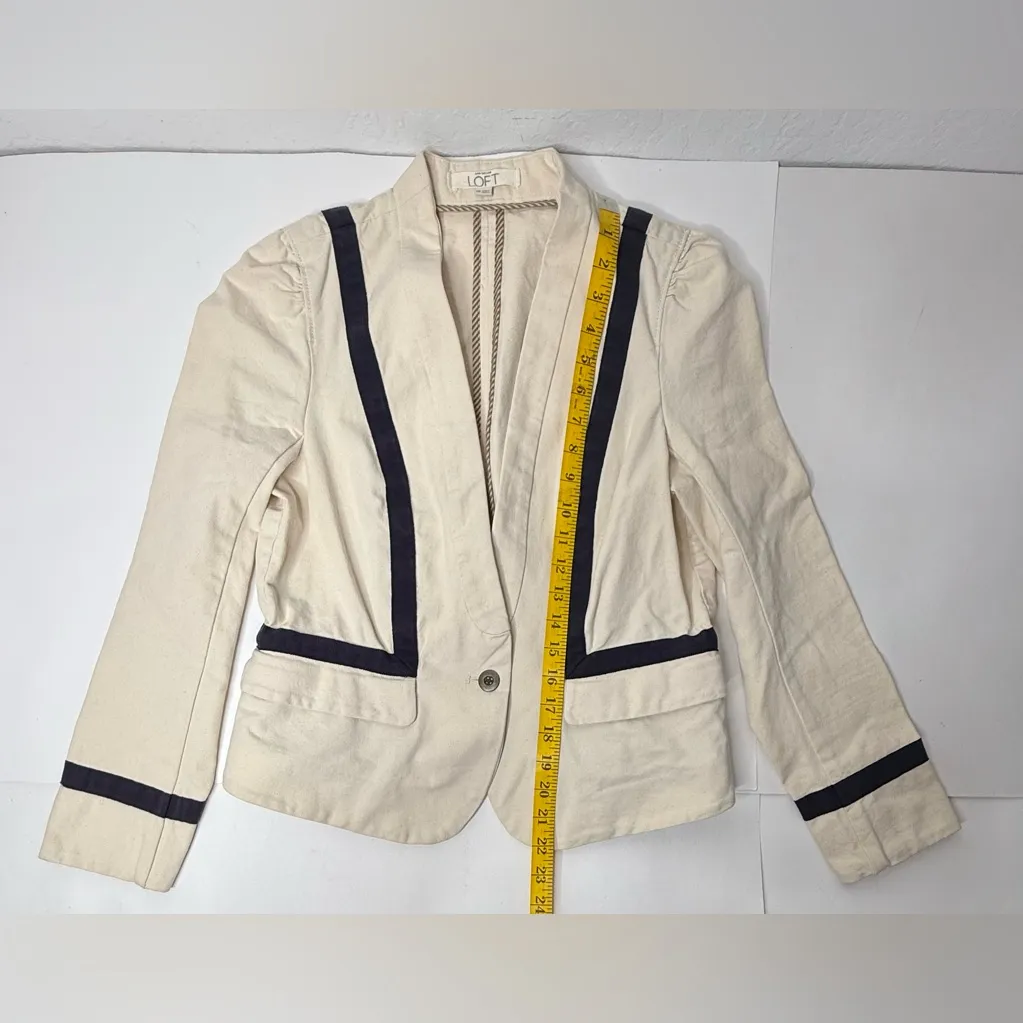 Loft Blazer Womens Size 10P Tuxedo Striped Beige Business Dress Coat Jacket NWOT - Image 3