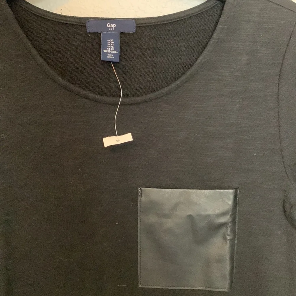 Gap 100% Cotton Faux Leather Pocket TShirt Dress Size XS - Image 5